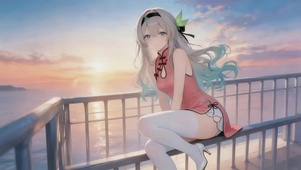 海边白丝长腿女孩