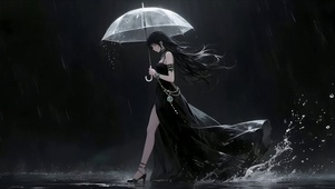 雨中长裙女孩