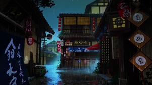 和风雨中街道