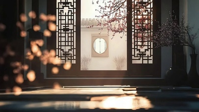 唯美古风园林午后光影