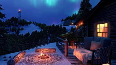 冬季舒适的极光氛围