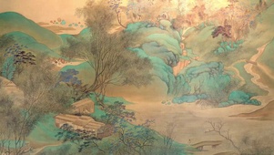 唯美大气国潮山水画村庄