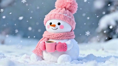 喝咖啡的小雪人4K