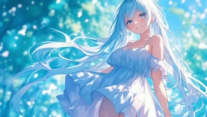 白发白裙美少女