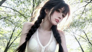 森系清纯麻花辫少女