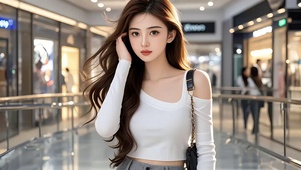逛商场长发气质美女