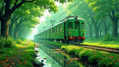 绿色树林火车