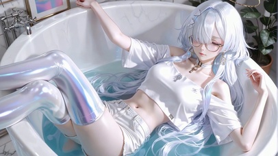浴缸白毛女孩莫宁