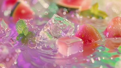 清凉感流水西瓜冰块