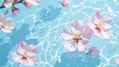 水中桃花清凉流水系列