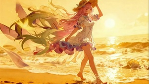 夕阳海边的昔涟