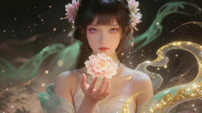 唯美国风牡丹花女孩