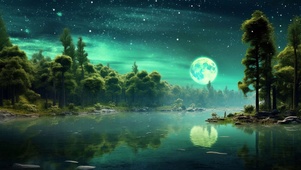 美丽湖泊夜景