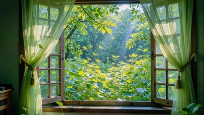 夏窗绿意