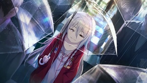 雨中疲惫的少女