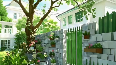 护眼绿景树木带鱼屏