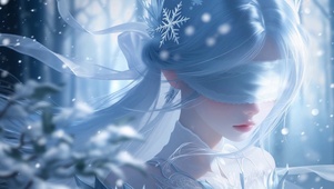 蒙眼蓝发少女