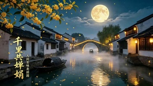 千里共婵娟江南月夜水乡