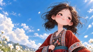 阳光明媚插画女孩
