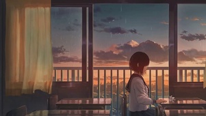 徬晚雨天女孩