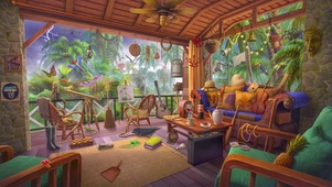夏天丛林木屋