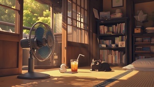 夏日房间猫咪