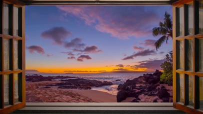 4K窗外傍晚海景