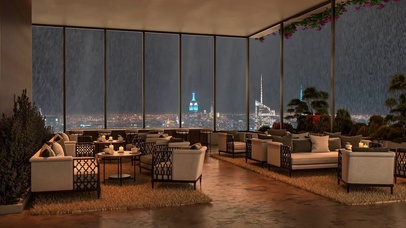 雨天纽约豪华公寓咖啡厅