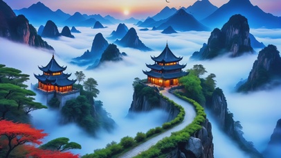 云雾缭绕人间仙境