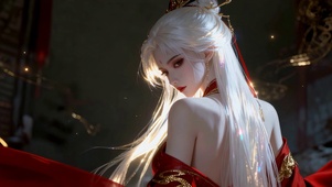 白发红衣古风美人