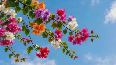 蓝天下小清新鲜花