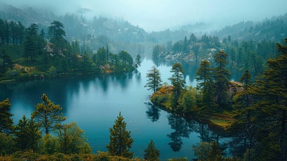 绿色护眼宁静湖泊