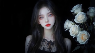 长发高冷玫瑰少女