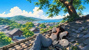 夏天屋顶女孩