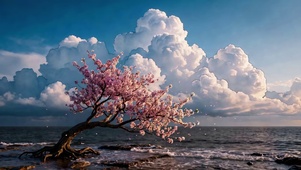 海边樱花树