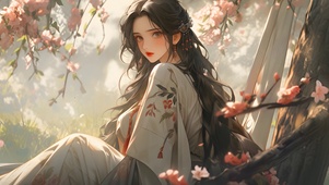 国风樱花少女