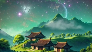 唯美治愈山川乡村夜景
