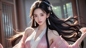 古风豪宅红衣少女