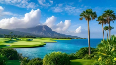 清新治愈海边树木