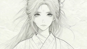 古风汉服素描美人