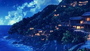夜景星空树木带鱼屏