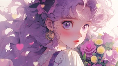 紫发动漫插画女孩