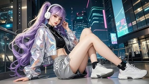 紫发炫酷美少女（4K静音版)