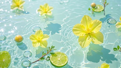 清凉感清透柠檬小花