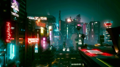 赛博朋克未来城市夜景