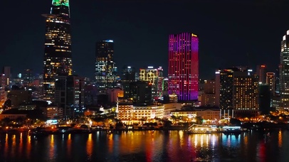 繁华都市夜景航拍