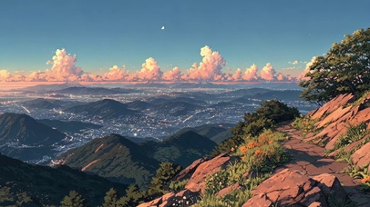 蓝天阳光山顶小径