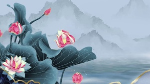 水墨荷塘花朵