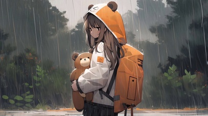 淋雨的女孩