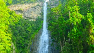 绿林山间瀑布飞流